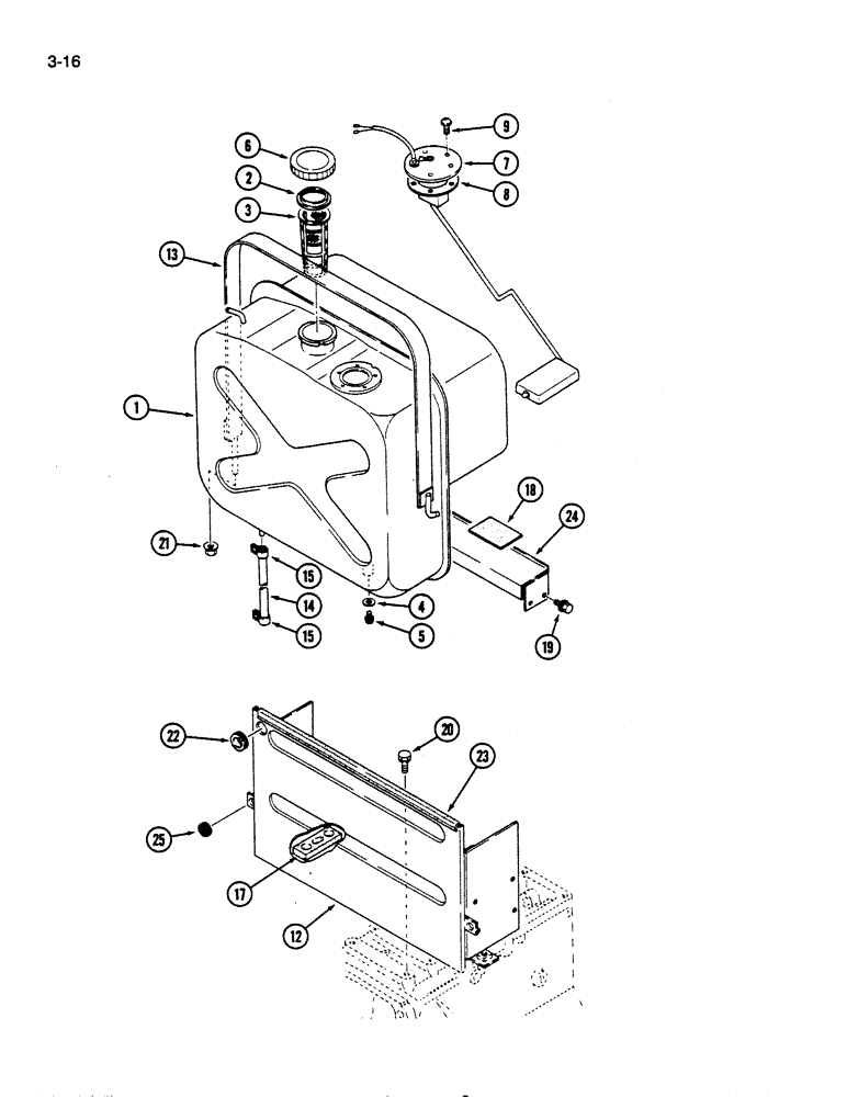 Схема запчастей Case IH 275 - (3-16) - FUEL TANK AND SUPPORTS (03) - FUEL SYSTEM