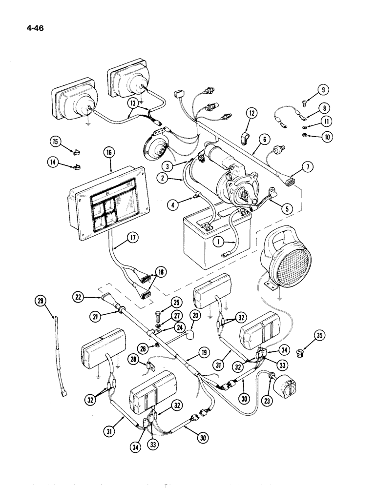 Схема запчастей Case IH 1194 - (4-46) - ELECTRICAL WIRING, FULL FENDERS - TRACTORS WITHOUT CAB (04) - ELECTRICAL SYSTEMS