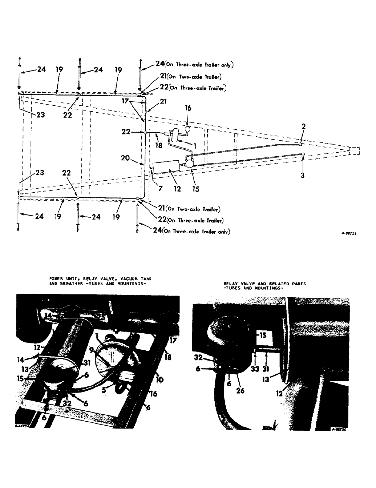 Схема запчастей Case IH VARIOUS - (B-179) - VACUUM HYD. BRAKES, 1966 AND SINCE, OPTIONAL EQUIP., PWR. UNIT, RELAY VALVE, VACUUM TANK 