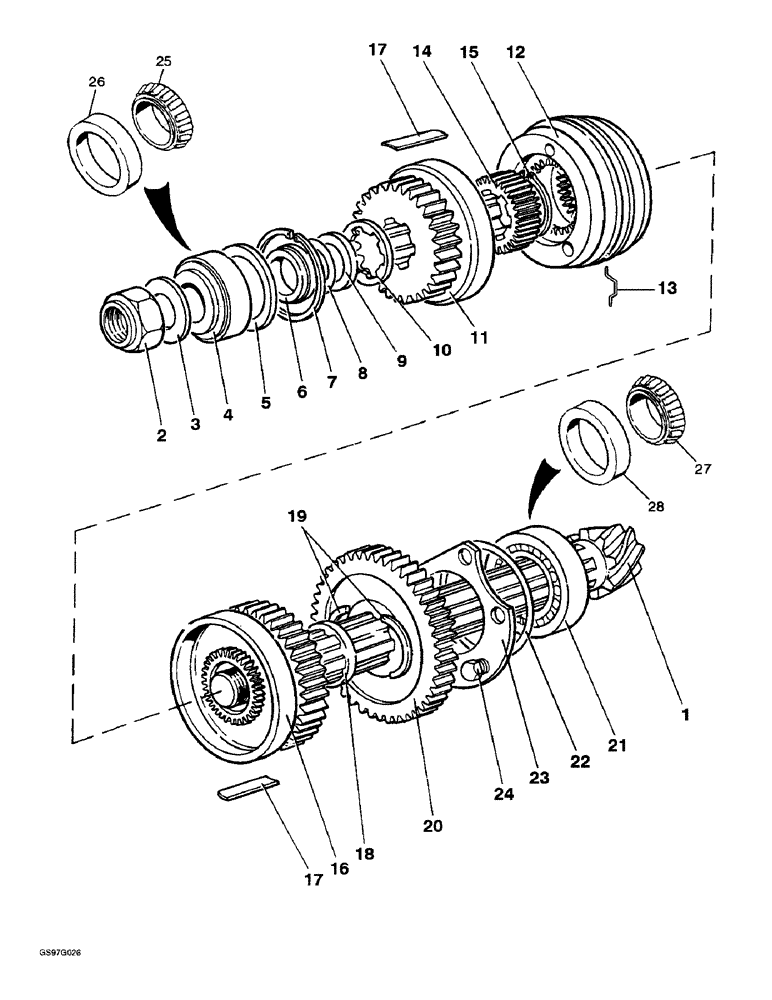 Схема запчастей Case IH 1212 - (6-38) - BEVEL PINION SHAFT (06) - POWER TRAIN