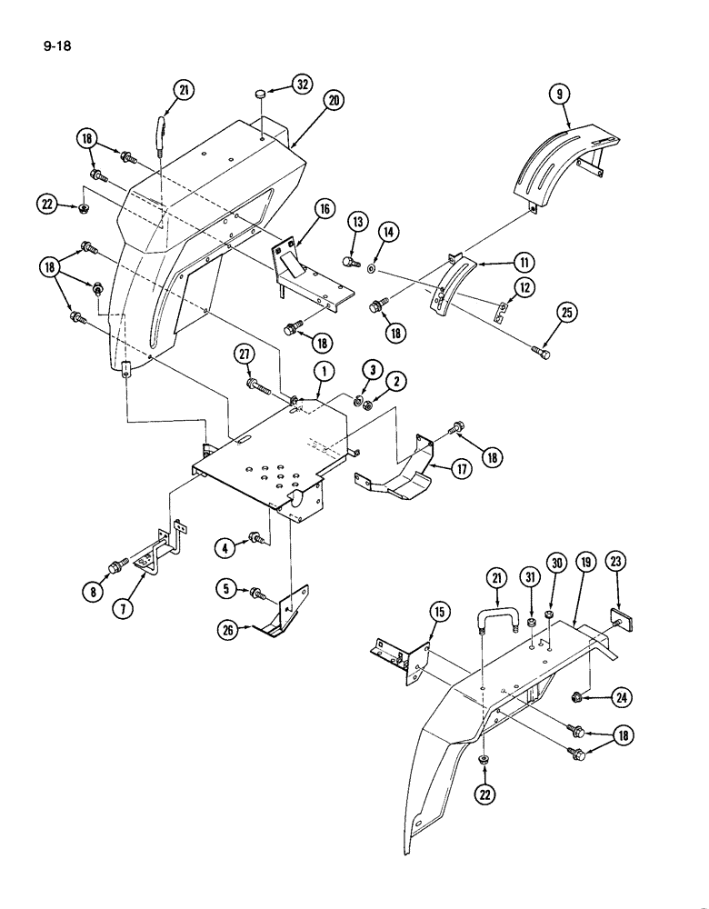 Схема запчастей Case IH 265 - (9-18) - FENDERS, STEPS AND SUPPORTS (09) - CHASSIS/ATTACHMENTS