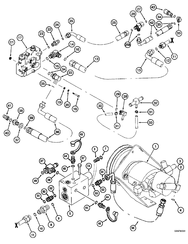 Схема запчастей Case IH 2166 - (8-43C) - REEL DRIVE SYSTEM, COMBINE P.I.N. JJC0180000 AND AFTER (07) - HYDRAULICS