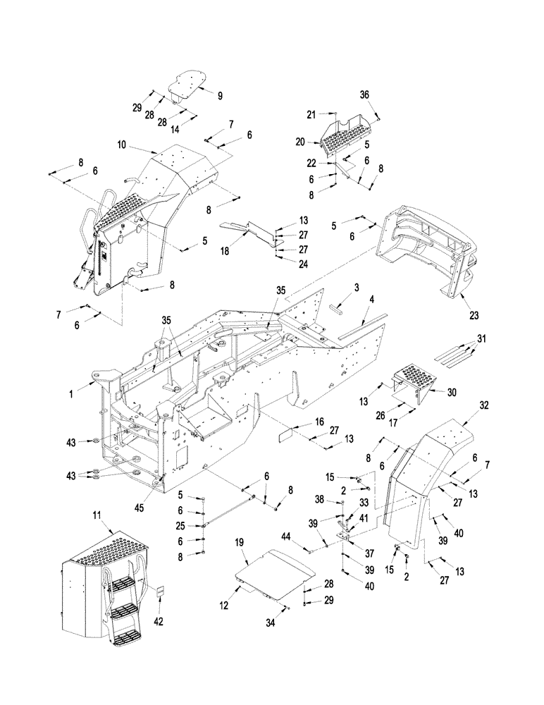 Схема запчастей Case IH STEIGER 435 - (09-28) - FRONT FRAME, WHEEL TRACTOR, STEIGER 385 / 435 (09) - CHASSIS