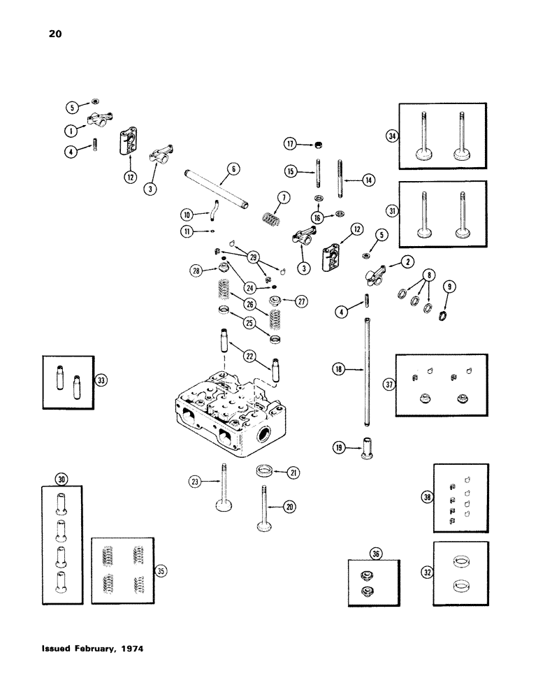 Схема запчастей Case IH 336BD - (020) - VALVE MECHANISM, ENGINE LESS FUEL DEVICE, 336BD NATURALLY ASPIRATED ENGINES 