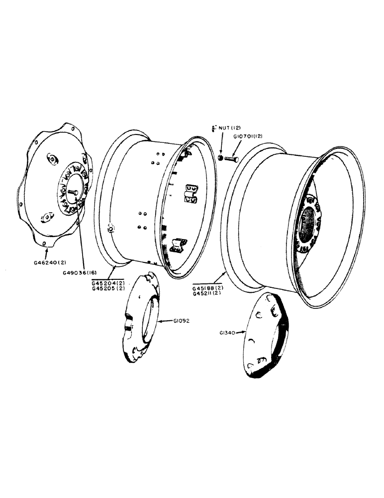 Схема запчастей Case IH 400B-SERIES - (119B) - REAR WHEELS AND RIMS, UTILITY TRACTOR NO. 6128060 AND AFTER (06) - POWER TRAIN