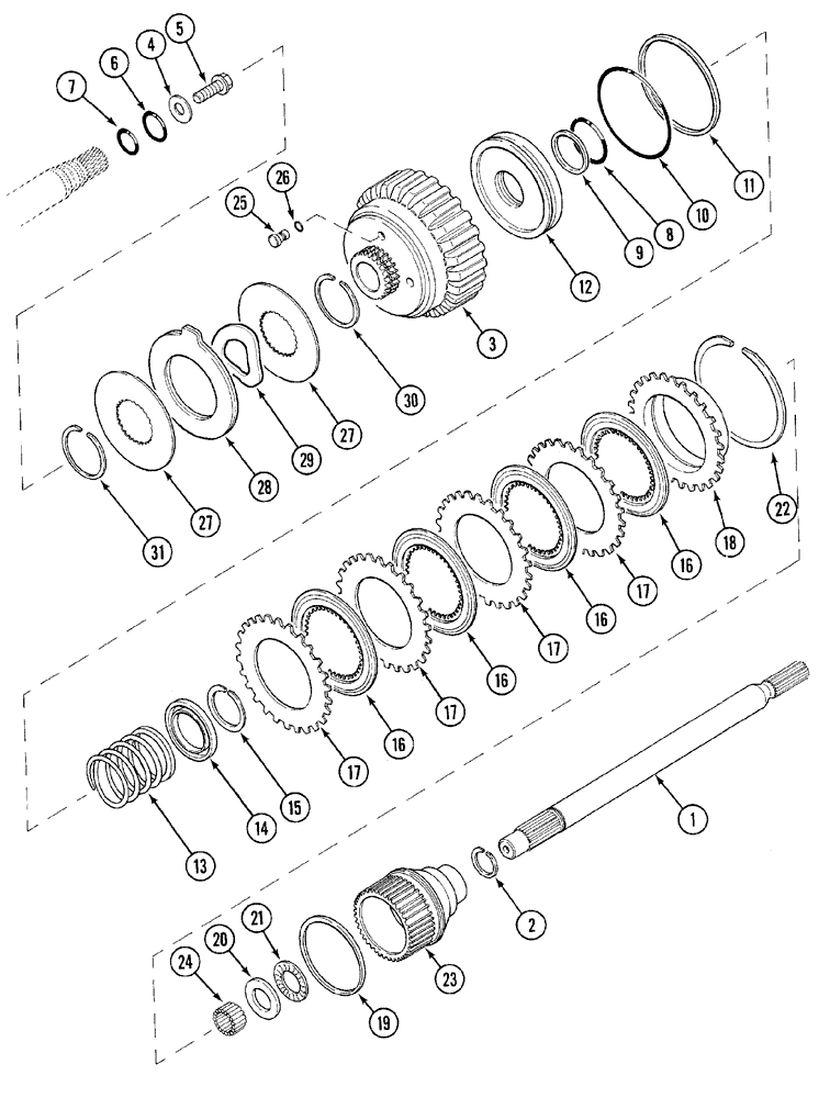 Схема запчастей Case IH MX135 - (06-29) - P.T.O. CLUTCH AND DRIVE (06) - POWER TRAIN