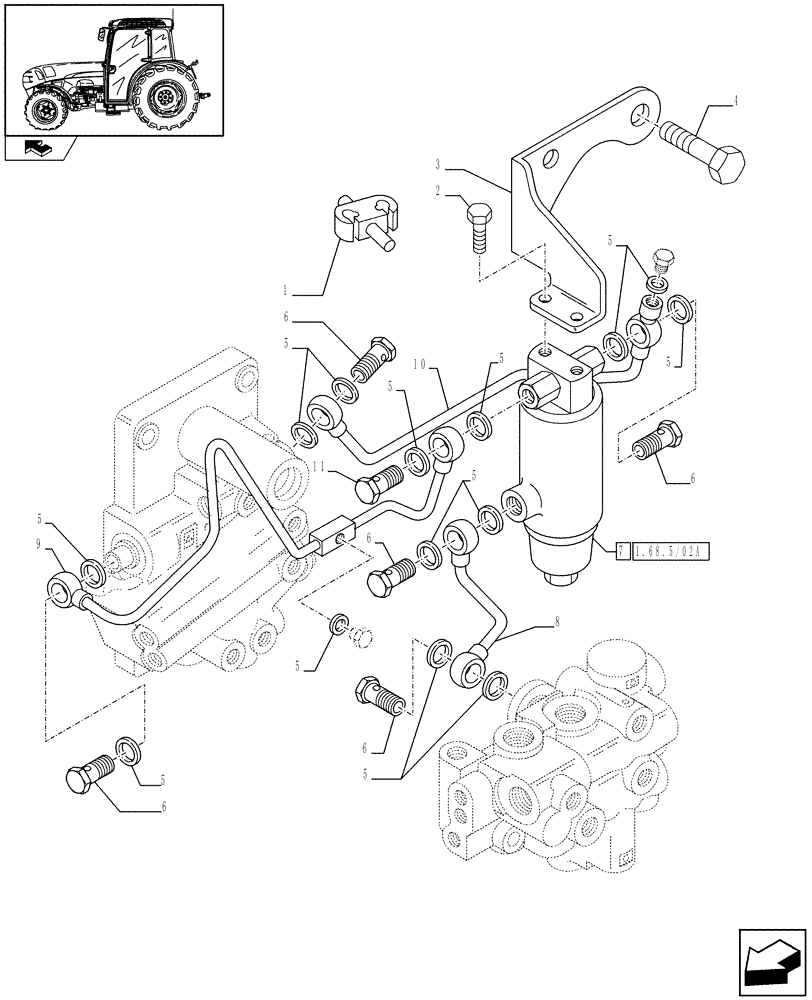 Схема запчастей Case IH FARMALL 105V - (1.68.5/02[04]) - PARKING LOCK (FOR HI-LO 32+16) (VAR.331286 / 743968) (05) - REAR AXLE