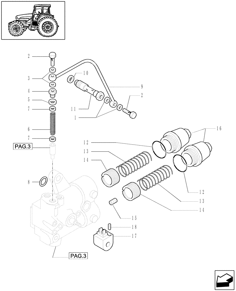 Схема запчастей Case IH JX1090U - (1.27.4[04]) - (VAR.271-272-274-276-296) (HI-LO) AND SYNCHRONIZED REVERSING GEAR - 30-40 KM/H - CONTROL VALVE (03) - TRANSMISSION