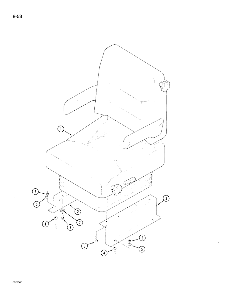 Схема запчастей Case IH 9210 - (9-058) - SEAT MOUNTING, AIR RIDE AND MECHANICAL SUSPENSION (09) - CHASSIS/ATTACHMENTS