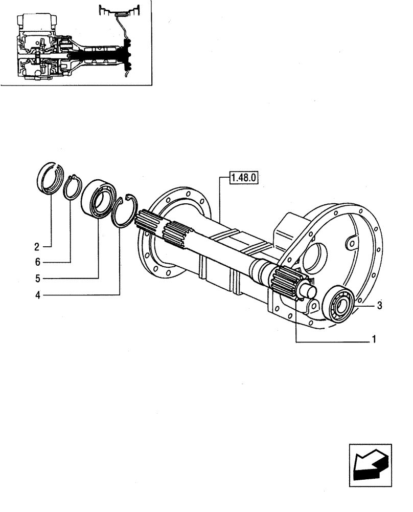 Схема запчастей Case IH JX80 - (1.48.1[01]) - SIDE REDUCER GEARINGS - PINION AND BEARINGS (05) - REAR AXLE