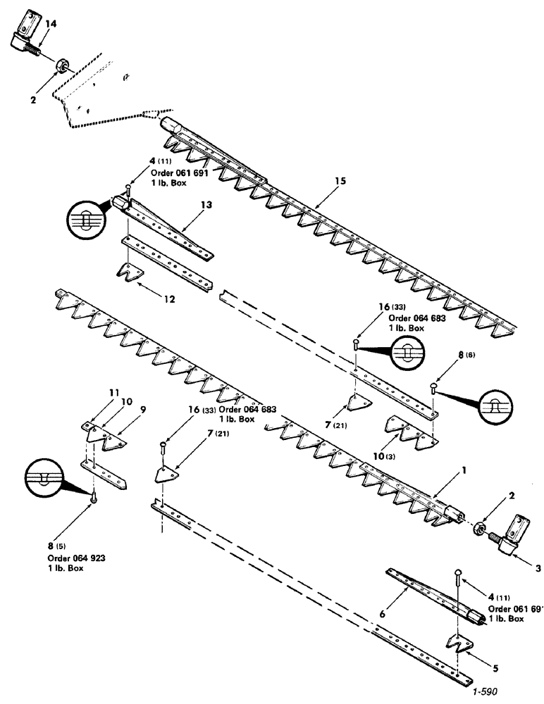 Схема запчастей Case IH 8830 - (16) - SICKLE ASSEMBLY, DOUBLE (58) - ATTACHMENTS/HEADERS