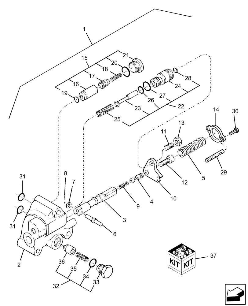 Схема запчастей Case IH DX60 - (07.02.01) - HPL CONTROL VALVE - SBA340016350 (07) - HYDRAULIC SYSTEM