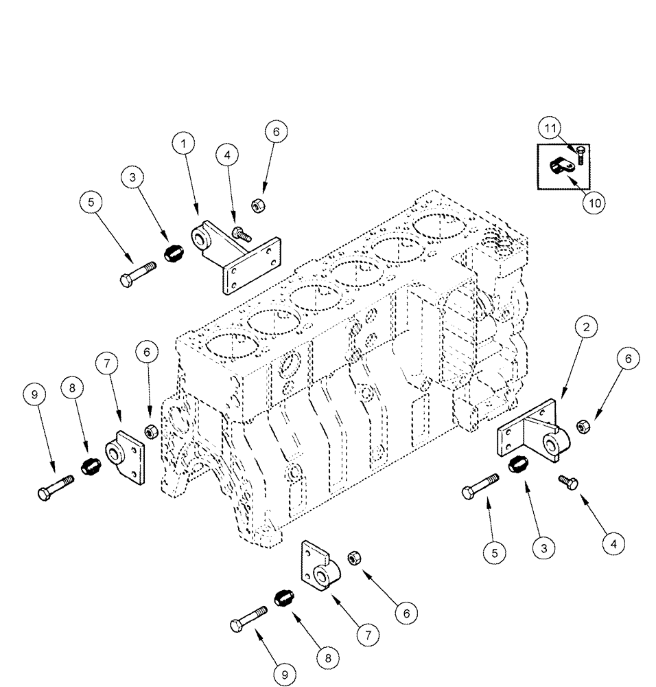 Схема запчастей Case IH 625 - (10.012.01) - ENGINE MOUNTING (10) - ENGINE