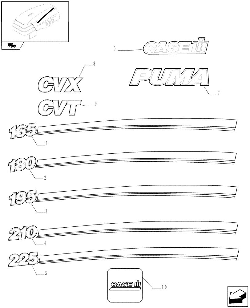 Схема запчастей Case IH PUMA 225 - (1.98.2) - MODEL IDENTIFICATION DECALS (13) - DECALS