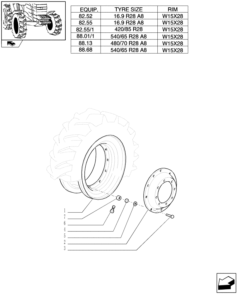 Схема запчастей Case IH PUMA 210 - (82.00[02]) - FRONT WHEELS (11) - WHEELS/TRACKS