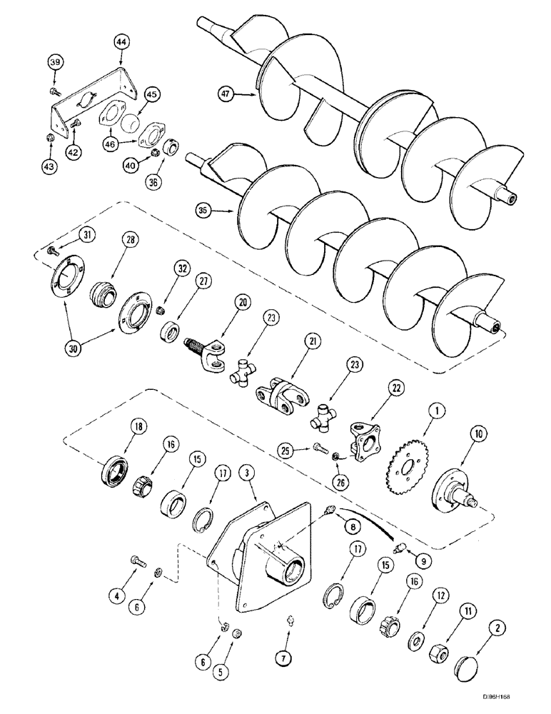 Схема запчастей Case IH 2188 - (9D-14) - INCLINED DELIVERY AUGER (16) - GRAIN ELEVATORS & AUGERS