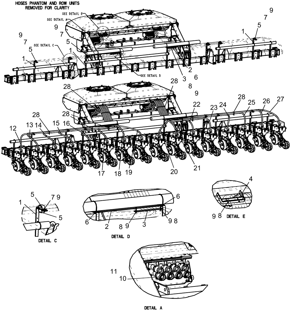 Схема запчастей Case IH 1240 - (80.150.08) - BULK FILL - LAYOUT, AIR HOSES TO ROW UNITS, 16 ROW (80) - CROP STORAGE/UNLOADING