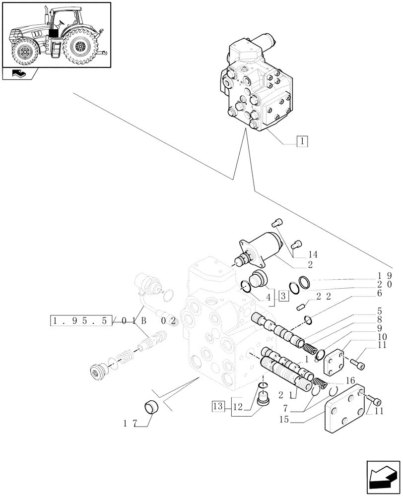 Схема запчастей Case IH MAXXUM 110 - (1.95.5/01B[01]) - VALVE - BREAKDOWN (10) - OPERATORS PLATFORM/CAB