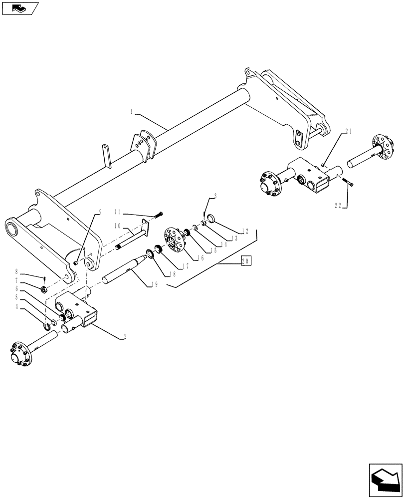 Схема запчастей Case IH 370 TRUE-TANDEM - (44.100.02[02]) - MAIN FRAME ROCKSHAFT TANDEM 8-BOLT 2011 (44) - WHEELS