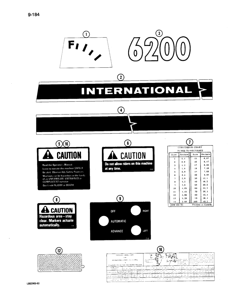 Схема запчастей Case IH 6200 - (9-184) - DECALS, INTERNATIONAL (09) - CHASSIS/ATTACHMENTS