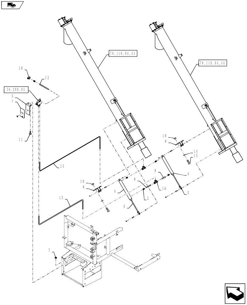 Схема запчастей Case IH 810 - (36.200.04) - 6" AUGER PNEUMATIC CLEAN OUT DOOR CONTROL (36) - PNEUMATIC SYSTEM