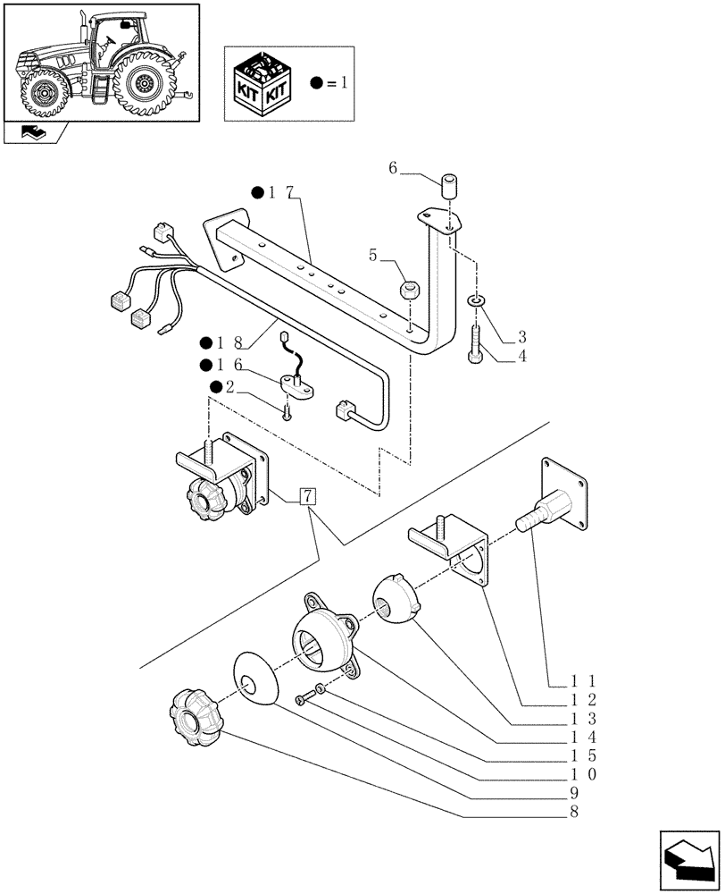 Схема запчастей Case IH MAXXUM 110 - (1.76.0/01[02]) - VIRTUAL TERMINAL (AFS PRO 300) AND REAR ISOBUS - BALER BAR MOUNTING (VAR.331761-336761) (06) - ELECTRICAL SYSTEMS