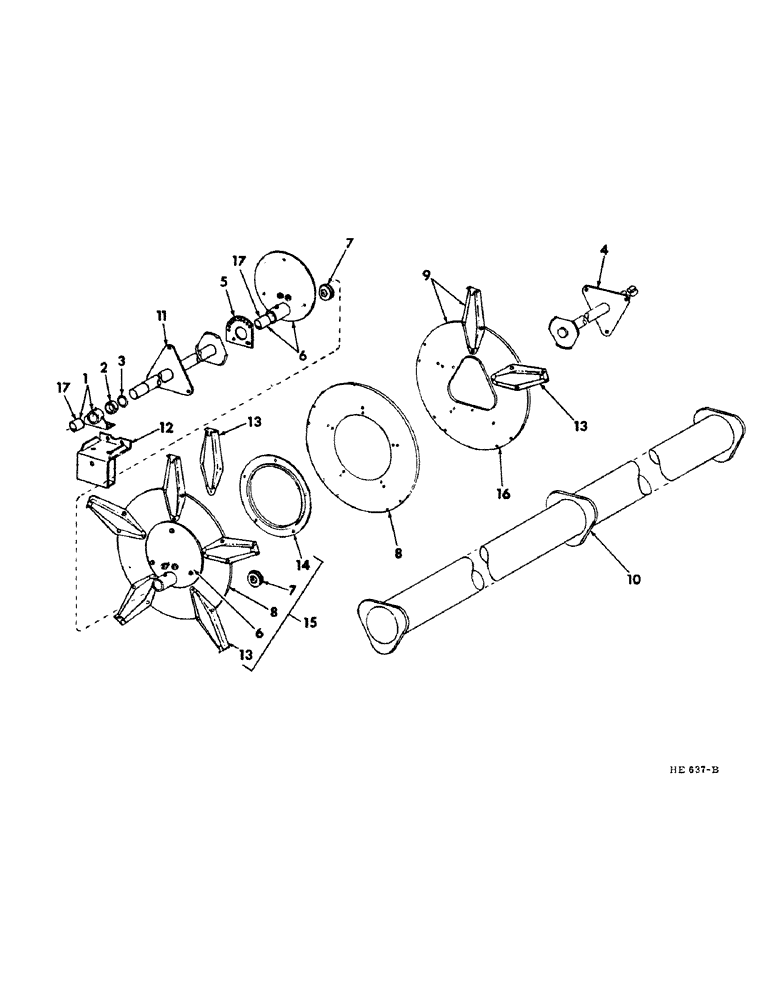 Схема запчастей Case IH 230 - (16-18) - PLATFORM, PICK-UP REEL CENTER SHAFT (12-1/2 FT, 14-1/2 FT, 16-1/2 FT Platform