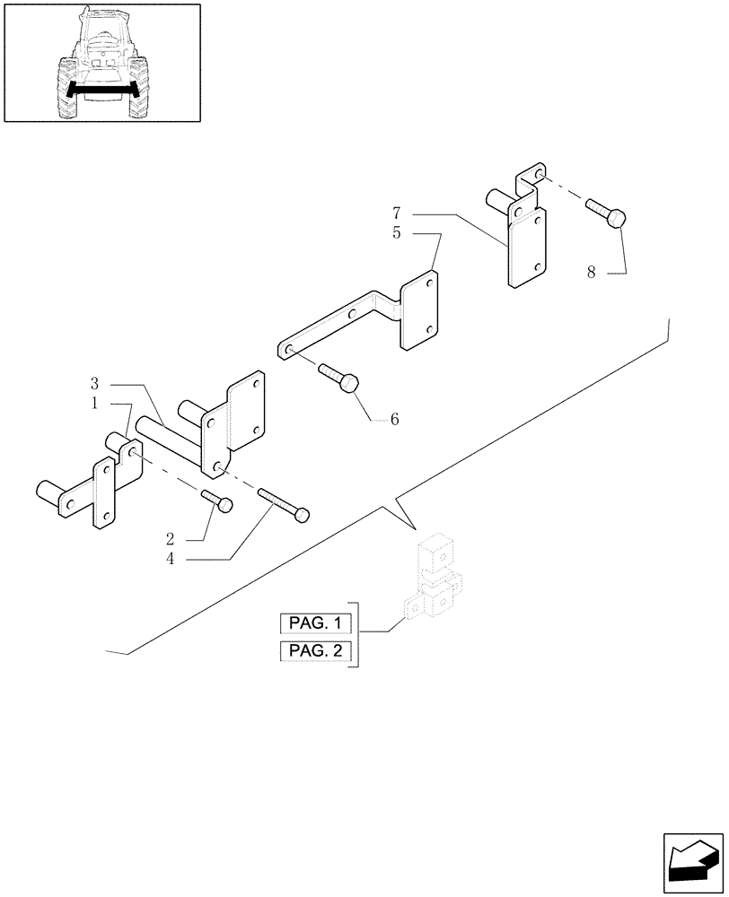 Схема запчастей Case IH MXU125 - (1.42.0[03A]) - POWER STEERING LINE SUPPORTS - D5096 (04) - FRONT AXLE & STEERING