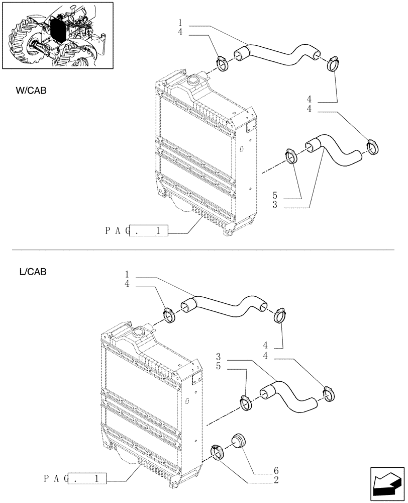 Схема запчастей Case IH MXU110 - (1.17.0[02]) - RADIATOR HOSES (02) - ENGINE EQUIPMENT