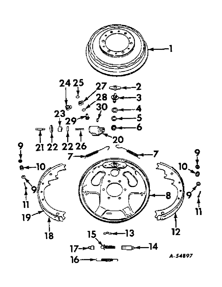 Схема запчастей Case IH VARIOUS - (B-076) - HYDRAULIC BRAKES AND DRUMS, FOR TRAILERS W/HYDRAULIC BRAKES 