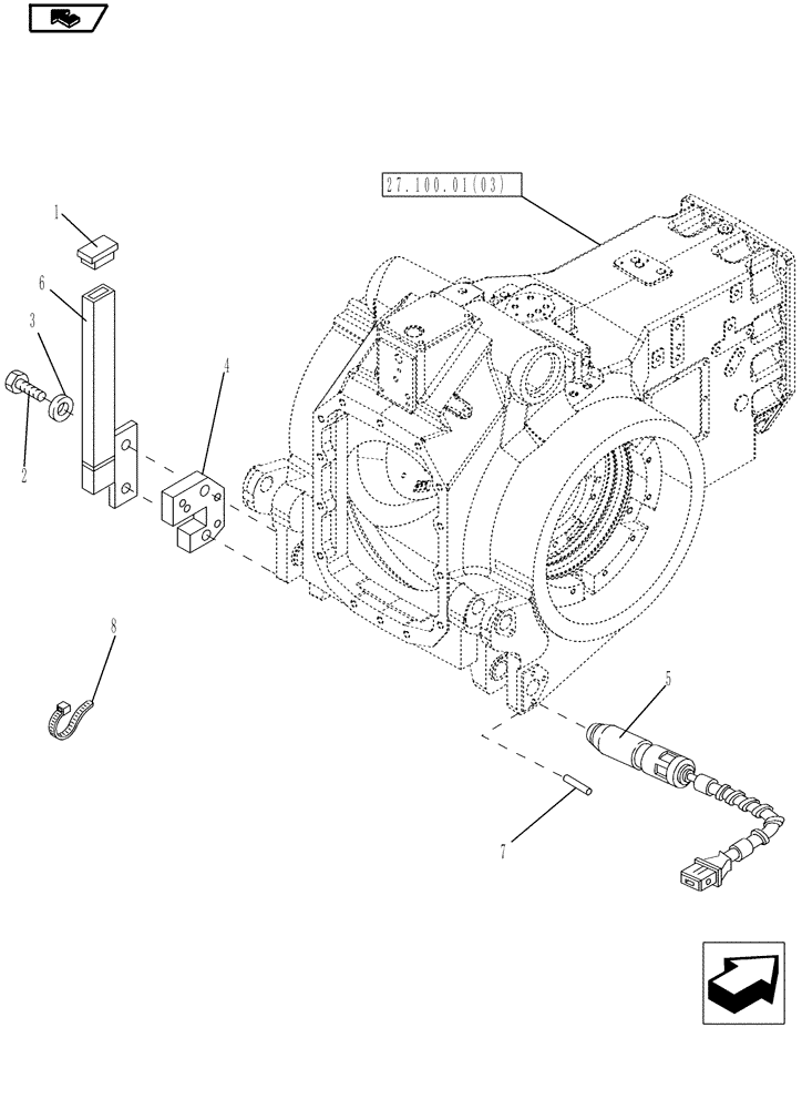 Схема запчастей Case IH MAGNUM 190 - (35.130.04) - IMPLEMENT CARRIER, SENSOR, WITH POWERSHIFT TRANSMISSION (35) - HYDRAULIC SYSTEMS