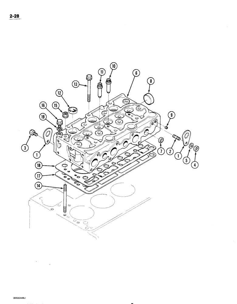 Схема запчастей Case IH 1818 - (2-028) - CYLINDER HEAD, DIESEL MODELS (02) - ENGINE