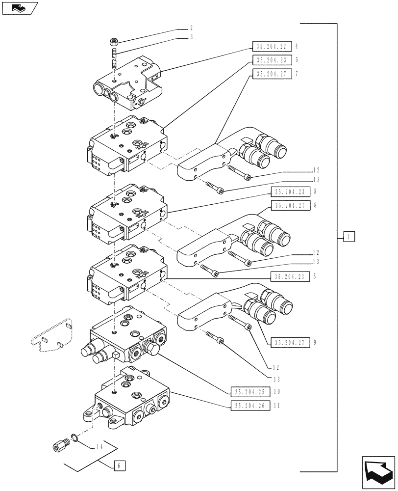 Схема запчастей Case IH PUMA 145 - (35.204.10) - VAR - 743686, 330856 - EHR CONTROL VALVE - VALVE SECTIONS & QUICK COUPLERS - 3 VALVE (35) - HYDRAULIC SYSTEMS