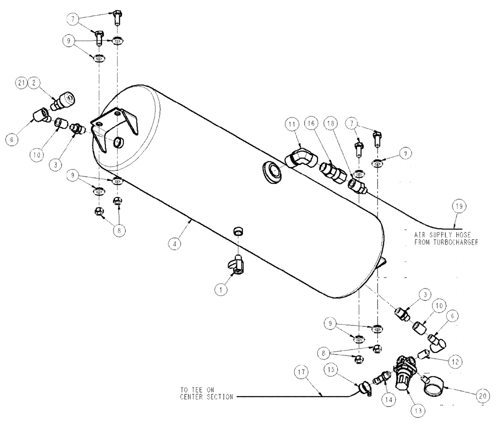 Схема запчастей Case IH SPX3200 - (09-040) - FOAMER AIR TANK GROUP Liquid Plumbing