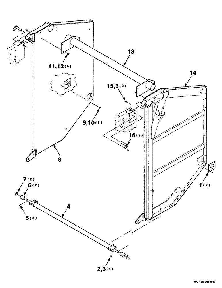 Схема запчастей Case IH RS551 - (5-02) - TAILGATE ASSEMBLY (16) - BALE EJECTOR