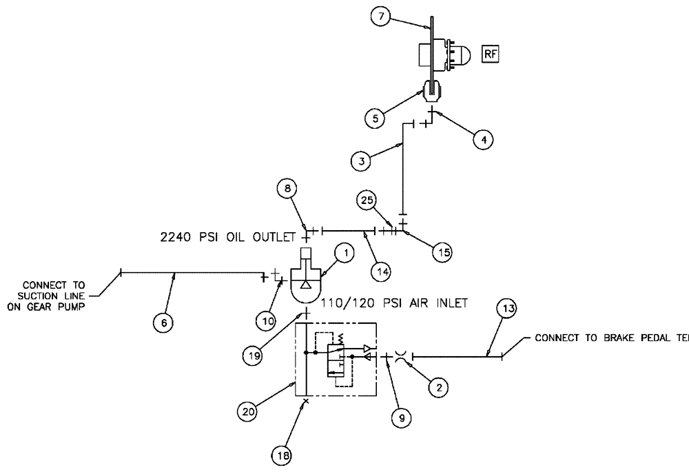 Схема запчастей Case IH FLX3510 - (07-007) - FRONT BRAKE GROUP Pneumatics