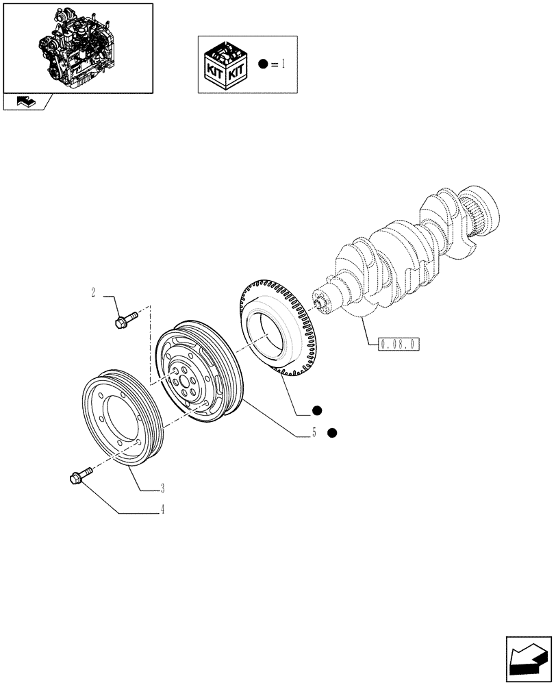 Схема запчастей Case IH FARMALL 95C - (0.08.4) - PULLEY - CRANKSHAFT (01) - ENGINE