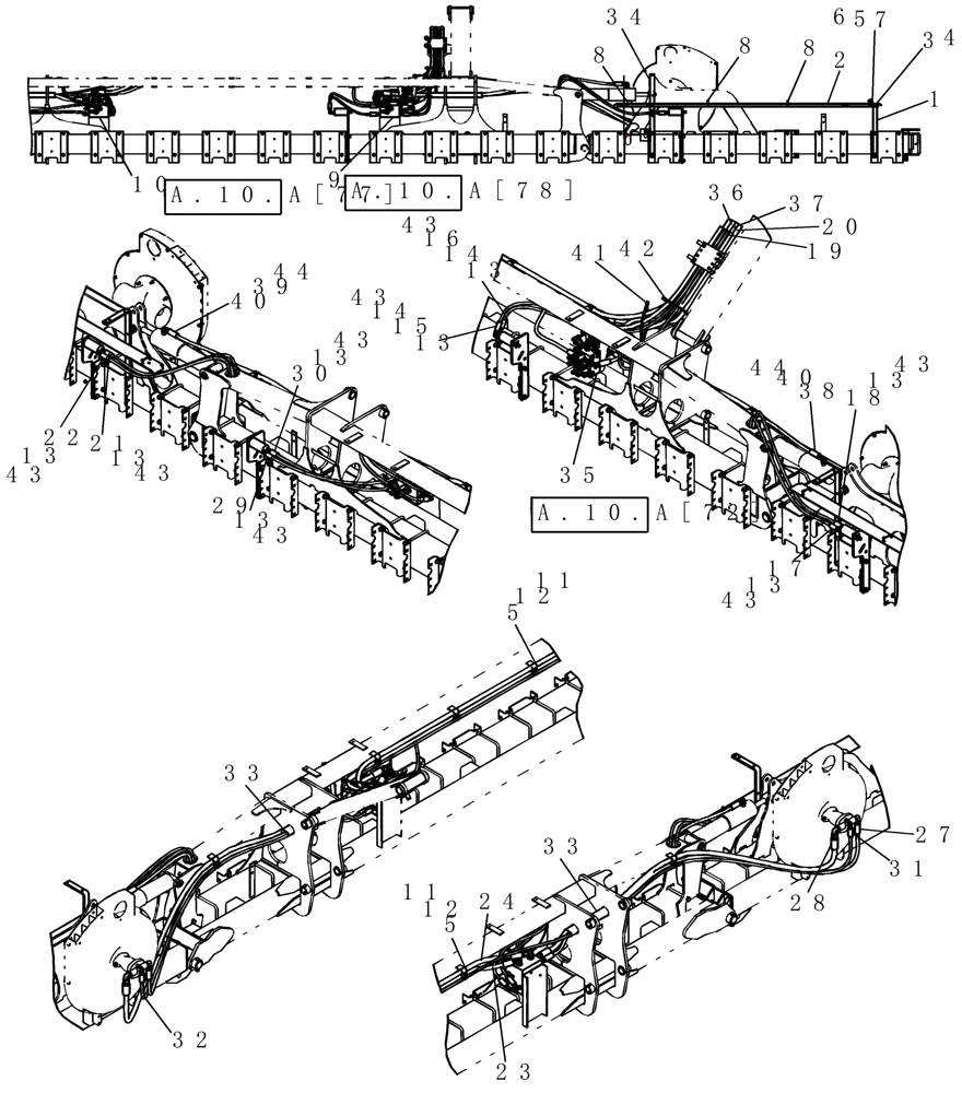 Схема запчастей Case IH 1200PT - (A.10.A[41]) - LAYOUT HYD HOSES ROUTING 24 ROW (ASN CBJ022252) A - Distribution Systems