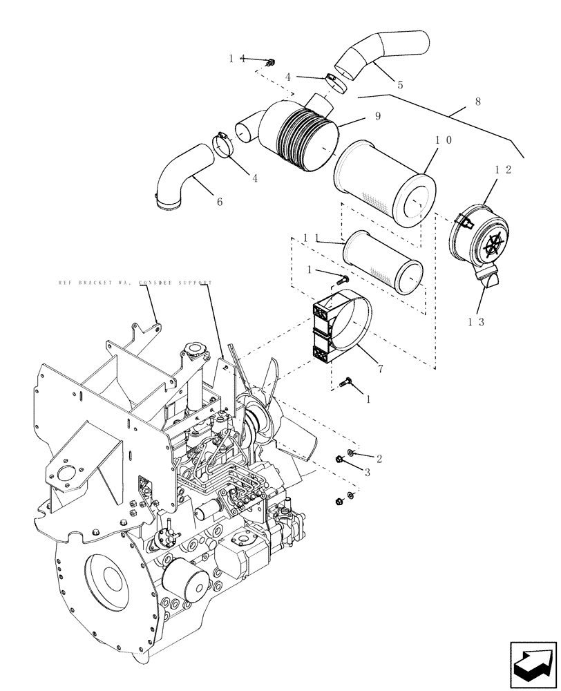 Схема запчастей Case IH D40 - (02.06) - AIR CLEANER (02) - ENGINE EQUIPMENT