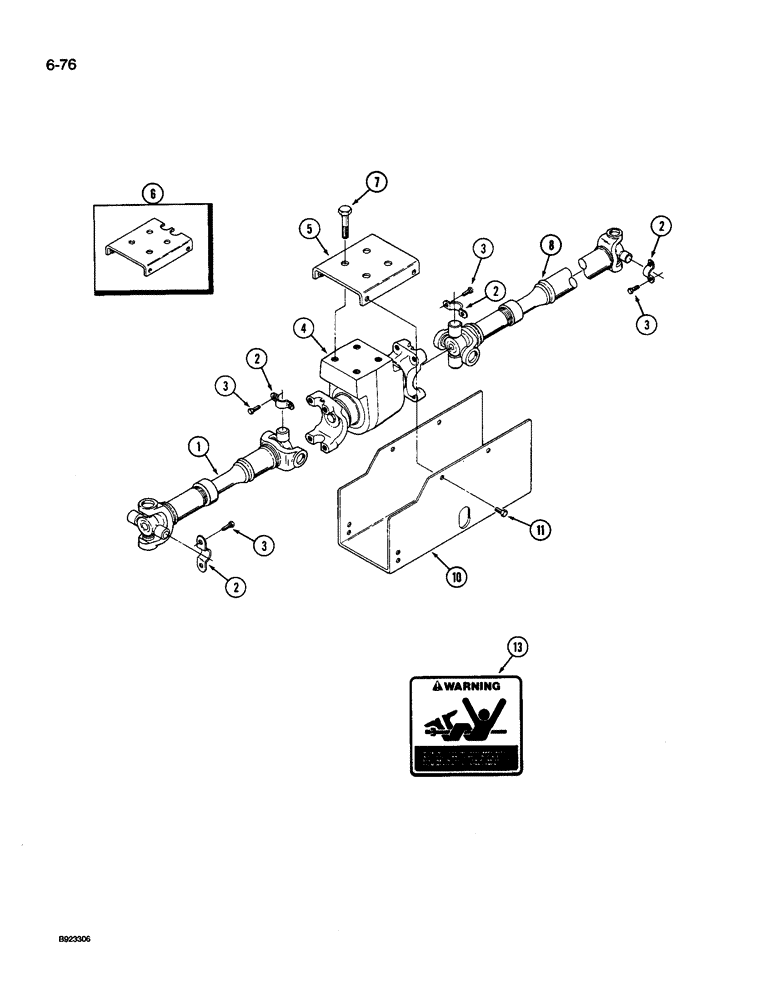 Схема запчастей Case IH 9250 - (6-076) - POWER TAKEOFF DRIVE SHAFT MOUNTING (06) - POWER TRAIN