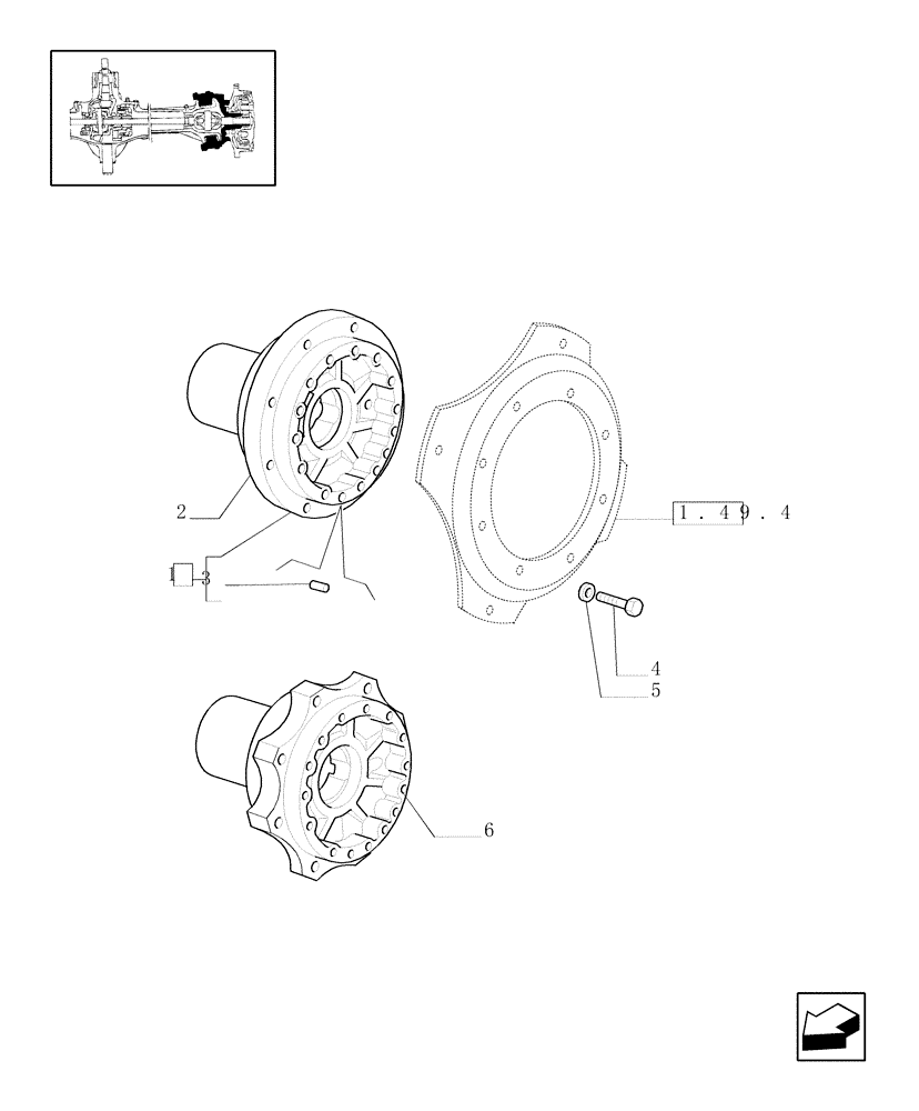 Схема запчастей Case IH JX95 - (1.40.0/03) - FRONT AXLE - HUBS (04) - FRONT AXLE & STEERING