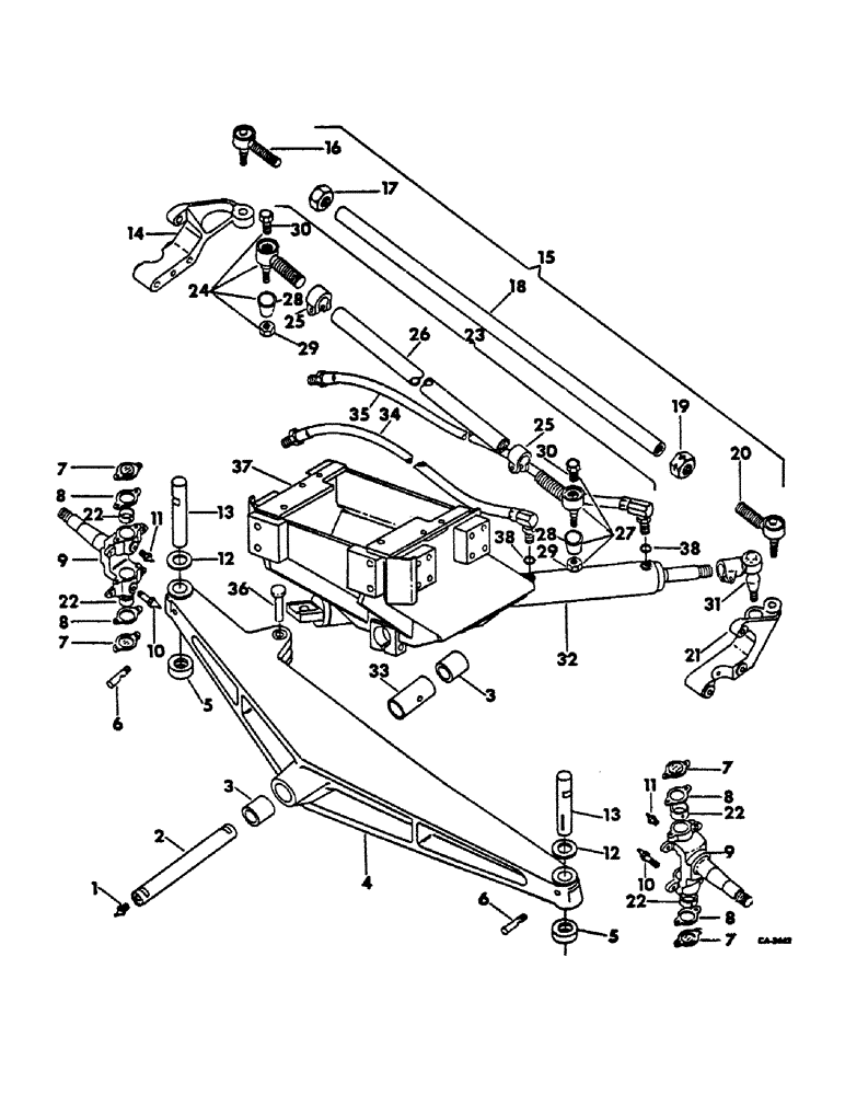 Схема запчастей Case IH 656 - (J-31) - STEERING MECHANISM, CAST AXLE AND FABRICATED BOLSTER, INTERNATIONAL TRACTORS Steering Mechanism