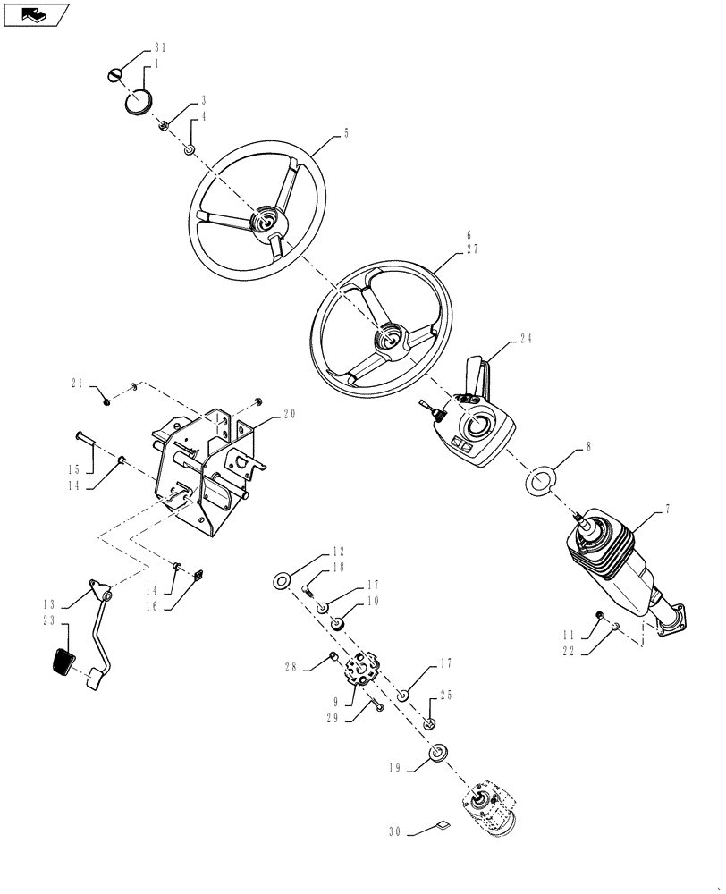 Схема запчастей Case IH MX285 - (05-01) - STEERING WHEEL AND COLUMN (05) - STEERING