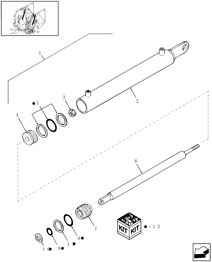 Схема запчастей Case IH RBX451 - (026[2]) - HYDRAULIC CYLINDER, TAILGATE LIFT, 87019610 (35) - HYDRAULIC SYSTEMS