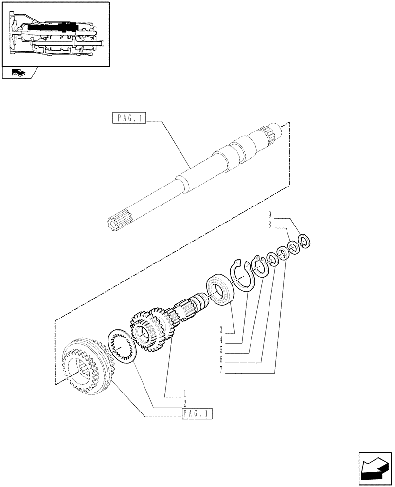 Схема запчастей Case IH FARMALL 65C - (1.28.1[02]) - TRANSMISSION GEARS (03) - TRANSMISSION