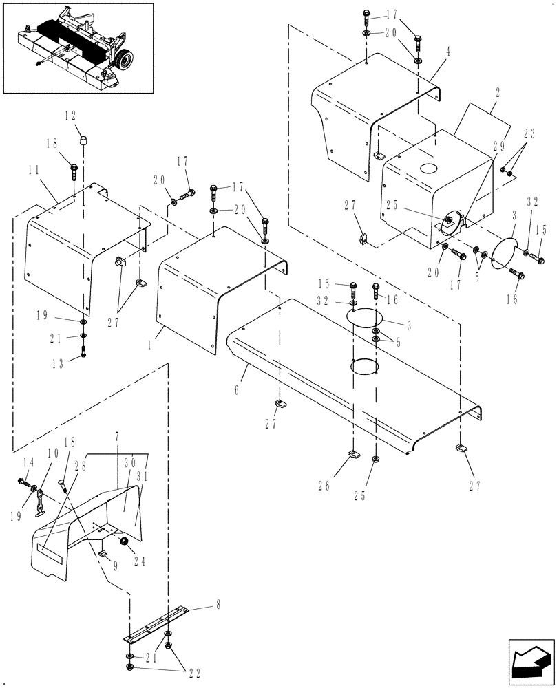 Схема запчастей Case IH DC132F - (08.03) - SHIELDING, TOP COMPONENTS (08) - SHEET METAL