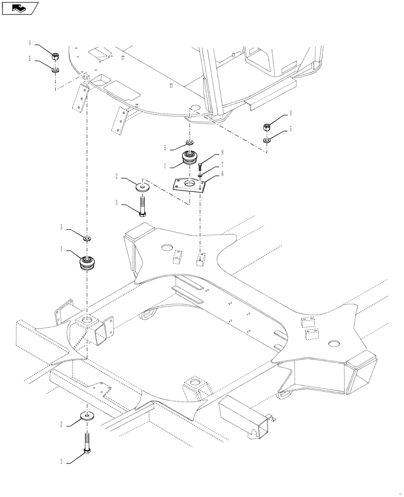 Схема запчастей Case IH 4430 - (90.150.04) - CAB MOUNTING (90) - PLATFORM, CAB, BODYWORK AND DECALS