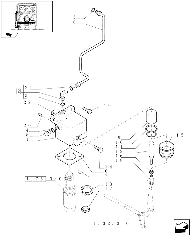 Схема запчастей Case IH PUMA 210 - (1.32.3[03]) - (VAR.146) SUPP. GEAR REDUCTION UNIT - VALVE AND PIPES (03) - TRANSMISSION