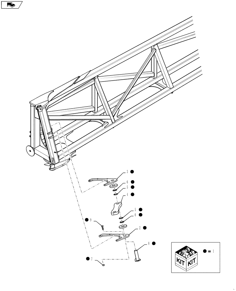 Схема запчастей Case IH 3330 - (39.100.01[02]) - INNER BOOM UPDATE KIT, RH, 120 BOOM, BSN YAT028322 (39) - FRAMES AND BALLASTING