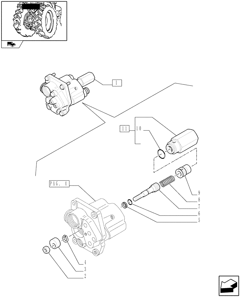 Схема запчастей Case IH FARMALL 75N - (1.82.4[03]) - LIFTER DISTRIBUTOR AND VALVES BREAKDOWN (07) - HYDRAULIC SYSTEM